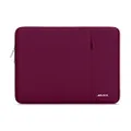 MOSISO Laptop Sleeve Bag Compatible with 13-13.3 Inch MacBook Pro, MacBook Air, Notebook Computer, Vertical Style Water Repellent Polyester Protective Case Cover with Pocket, Wine Red
