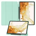 Miimall Case Compatible for Tab S9 Plus, [Thin Slim Smooth & Trifold Foldable Design] [TPU+PC Excellent Material] Triple Fold Case Drop-Proof Cover Bumper for Galaxy Tab S9 Plus(Mint)