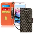 FYY Case for iPhone 7 Plus/8 Plus, PU Leather Wallet Phone Case with Card Holder Flip Protective Shockproof Cover [Kickstand Feature] [Wrist Strap] for iPhone 7 Plus/8 Plus (5.5") Fish Scale Black
