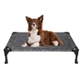 Veehoo Cooling Elevated Dog Bed, Portable Raised Pet Cot with Washable & Breathable Mesh, No-Slip Feet Durable Dog Cots Bed for Indoor & Outdoor Use, Medium, Black Silver