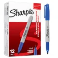 Sharpie Permanent Markers, Fine Tip, Blue, Box Of 12
