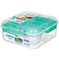 Sistema Bento Box Lunch Box with 3 Compartments, 2 Removable Trays, and Salad Dressing Container, Dishwasher Safe, Color May Vary