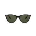 Ray-Ban Men's RB2185f Wayfarer Ii Low Bridge Fit Round Sunglasses, Tortoise/G-15 Green, 55 mm