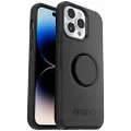 OtterBox + Pop Symmetry Series Slim Case for iPhone 14 PRO (ONLY) with PopSockets PopGrip - Non-Retail Packaging - Black