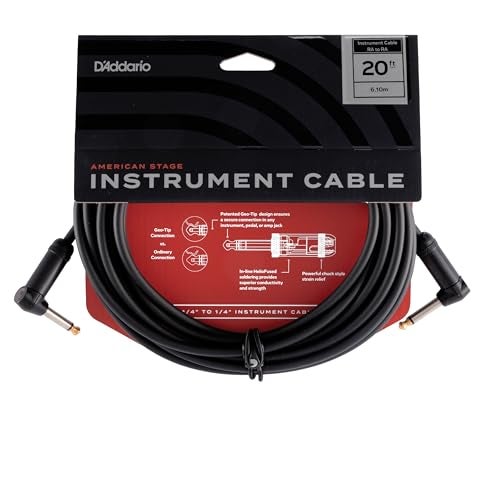 D'Addario American Stage Instrument Cable, Dual Right Angle, 20 feet