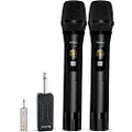 Bietrun Multipurpose Dynamic Microphones, 160 ft Range, UHF Metal Dual Handheld Dynamic Mic Karaoke System with Rechargeable Receiver, 1/4‘’＆1/8‘’Output, for Amplifier, PA System, Party