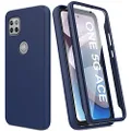 V/A for Motorola One 5G Ace Case with Built-in Screen Protector, Full Body Protection Shockproof Cover Case, [Rugged PC Front Bumper + Soft TPU Back Cover] Armor Protective Phone Case (Navy Blue)