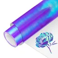 Holographic Heat Transfer Vinyl Purple Blue Hyacinth 12"x3ft Iron On Chrome Vinyl 2 by 12"x 20" for Clothing and Fabric