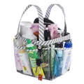 Haundry Clear Shower Caddy Tote Bag, Large College Dorm Bathroom Organizer Basket with Key Hook and 2 Oxford Handles, 8 Pockets, Portable Hanging Mesh Tote Bag for Camp Gym