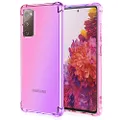 Osophter for Galaxy S20 FE 5G Case Clear Transparent Reinforced Corners TPU Shock-Absorption Flexible Cell Phone Cover for Samsung Galaxy S20 FE 5G(Pink Purple)