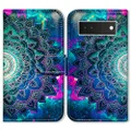 Bcov Pixel 6a Case, Mandala Flower Space Leather Flip Phone Case Wallet Cover with Card Slot Holder Kickstand for Google Pixel 6a