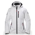 Helly Hansen Women's Crew Hooded Waterproof Windproof Breathable Rain Coat Jacket, 001 White, Small