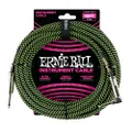 Ernie Ball Braided Instrument Cable, Straight/Angle, 10ft, Neon Green/Black (P06077)