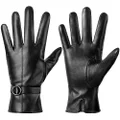 Womens Winter Leather Touchscreen Texting Warm Driving Lambskin Gloves 100% Pure (M)