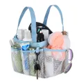 Haundry Mesh Shower Caddy Tote, Large College Dorm Bathroom Caddy Organizer with Key Hook and 2 Blue Oxford Handles,8 Basket Pockets for Camp Gym
