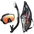 TUSA Sport Adult Serene Mask and Snorkel Combo, Black/Black Mirrored Lens (UC-1625PMQB-BKB)