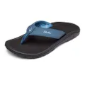 OluKai Ohana Men's Beach Sandals, Quick-Dry Flip-Flop Slides, Water Resistant & Lightweight, Compression Molded Footbed & Ultra-Soft Comfort Fit, Vintage Blue/Black, 10