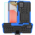 Samsung Galaxy A12 Case, Samsung A12 Case, Galaxy A12 Case, Yiakeng Shockproof Silicone Protective with Kickstand Hard Phone Cover for Samsung Galaxy A12 (Blue)