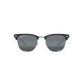 Ray-Ban RB3716 Clubmaster Metal Square Sunglasses, Silver on Blue/Dark Blue Mirrored Polarized, 51 mm