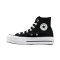 Converse Women's Chuck Taylor All Star Platform High Top Sneaker, Black/White/White, 8 M US