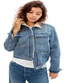 GAP Women's Sherpa Icon Denim Jacket, Medium Wash, Large