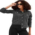 GAP Women's Icon Denim Jacket, Black Alpine, Medium Tall