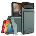 Teelevo Dual Layer Wallet Case for Google Pixel 6a (2022), Protective Case with 3-Card Storage for Google Pixel 6a - Dark Green