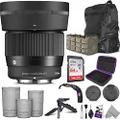 Sigma 56mm f/1.4 DC DN Contemporary Lens for Sony E Mount with Altura Photo Advanced Accessory and Travel Bundle
