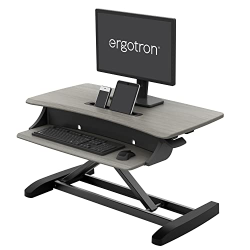 Ergotron 33-458-917 WorkFit-Z Mini Desk Converter, For Sitting and Standing, Width 31.1 x Depth 20.9 inches (79 x 53 cm), Gray Wood Grain