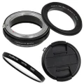 Fotodiox 55mm Macro Reverse Ring Filter Kit Compatible with 55mm Filter Thread Lenses to Nikon F-Mount Cameras - with UV Filter, Mechanical Aperture Control Adapter, and Cap