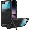 NULETO for Motorola Razr Plus Case [𝐍𝐨𝐭 𝐅𝐢𝐭 𝐌𝐨𝐭𝐨𝐫𝐨𝐥𝐚 𝐑𝐚𝐳𝐫 𝟐𝟎𝟐𝟑] Kickstand, Built-in Screen Protector for Outer Screen, Leather Slim Razr+ Phone Case for Moto Razr Plus, Black