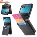 Compatible for Motorola Razr+ 2023 Case Wallet with Card Holder,Luxury PU Leather Protective Phone Case Kickstand Full Coverage Pocket Ring Case for Motorola Razr Plus 2023,Moto Razr 40 Ultra Black
