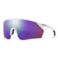 Smith Ruckus Sunglasses – Shield Lens Performance Sports Sunglasses for Running, Biking, MTB & More – For Men & Women – Matte White + Violet ChromaPop Mirror Lens