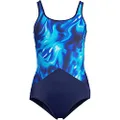 Lands' End Women's Plus Size DD-Cup Chlorine Resistant Scoop Neck Soft Cup Tugless Sporty One Piece Swimsuit, Multi Swirl/Deep Sea Navy Mix, 26 Plus