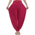 fitglam Women's Harem Pants Lounge Yoga Baggy Pants Soft Plus Size Joggers, Burgundy Red, Medium