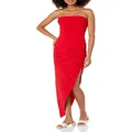 Norma Kamali Women's Strapless Side Drape Gown, Red, Large