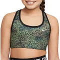 Nike Dri-FIT Swoosh Girls' Printed Reversible Sports Bra (Small, Black/White)