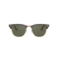 Ray-Ban RB3016F Clubmaster Square Asian Fit Sunglasses, Red Havana/Polarized Green, 55 mm