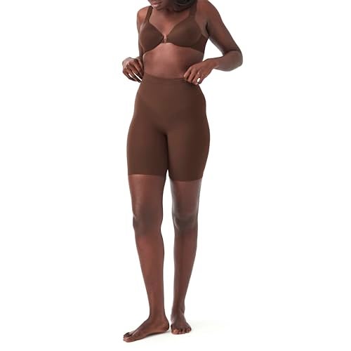 SPANX SPANXsculpt Power Series Mid-Thigh Short - Core Shapewear - Lightweight, All-Day Shaping & Support, Chestnut Brown, Small