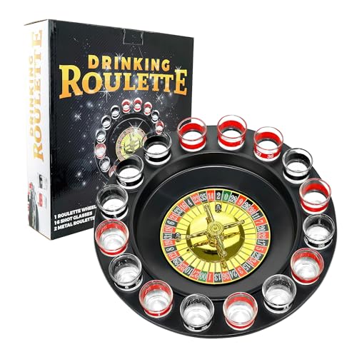 Fairly Odd Novelties FON-10046 Shot Glass Roulette Complete Set drinking game, 16PCS, Red/Black