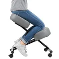 DRAGONN by VIVO Ergonomic Kneeling Chair, Adjustable Stool for Home and Office - Improve Your Posture with an Angled Seat - Thick Comfortable Cushions, Gray, DN-CH-K01G