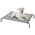 Veehoo Outdoor Elevated Dog Bed, Cooling Raised Dog Cots Beds with No-slip Feet, Durable Pet Bed for Large Medium Dogs, Washable & Chew Proof Mesh Fabric Cots for Indoor Outdoor, X-Large, Black Silver