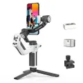 FeiyuTech SCORP Mini-P Kit, Smartphone Gimbal Stabilizer with Magnetic Fill Light Tracking Sensor Expansion Mount, 3-Axis Phone Gimbal for iPhone and Android Integrated Sling Handle 520g Max Payload