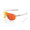 100% S2 Sport Performance Cycling Sunglasses (Soft Tact Off White - HiPER Red Multilayer Mirror Lens)