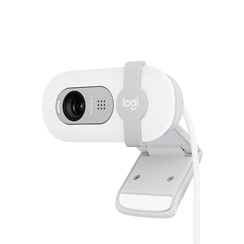 Logitech Brio 100 Full HD Webcam for Meetings and Streaming, Auto-Light Balance, Built-in Mic, Privacy Shutter, USB-A, for Microsoft Teams, Google Meet - White
