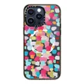 CASETiFY Impact Case for iPhone 15 Pro Max [4X Military Grade Drop Tested / 8.2ft Drop Protection/Compatible with Magsafe] - Paint Prints - Magenta Confetti - Clear Black