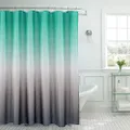 Creative Home Ideas - Textured Fabric Shower Curtain Set, Includes 12 Easy Glide Metal Rings, Modern Bathroom Décor, Machine Washable, Measures 70" x 72", Turquoise/Grey Ombre