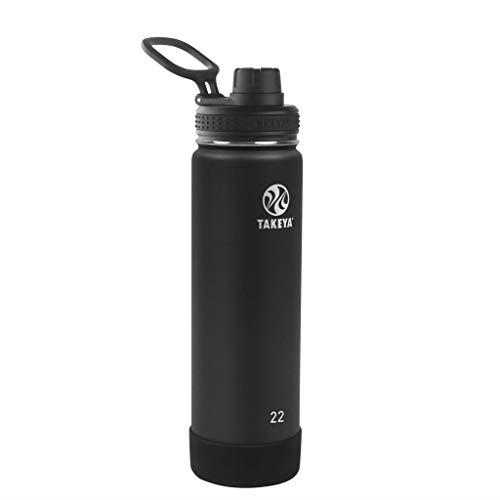 Takeya Actives 22 oz Vacuum Insulated Stainless Steel Water Bottle with Spout Lid, Premium Quality, Onyx