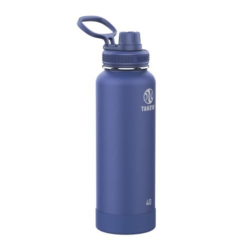 Takeya 40 oz CP Signature Pickleball Stainless Steel Insulated Water Bottle with Choice of Lid, Rally Blue