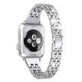 Secbolt Bling Bands Compatible iWatch Band 38mm 40mm iWatch Series 5/4/3/2/1 Diamond Rhinestone Metal Jewelry Wristband Strap, Silver